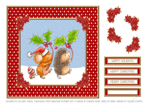 Cute Christmas Critters Celebrating (Red)