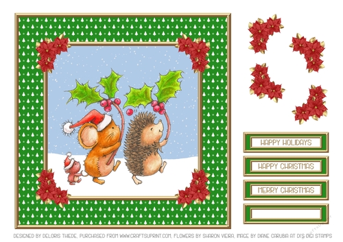 Cute Christmas Critters Celebrating (Green)
