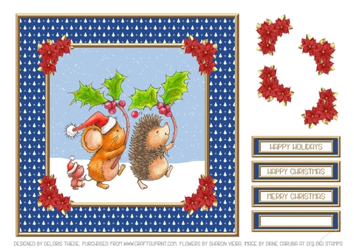 Cute Christmas Critters Celebrating (Blue)