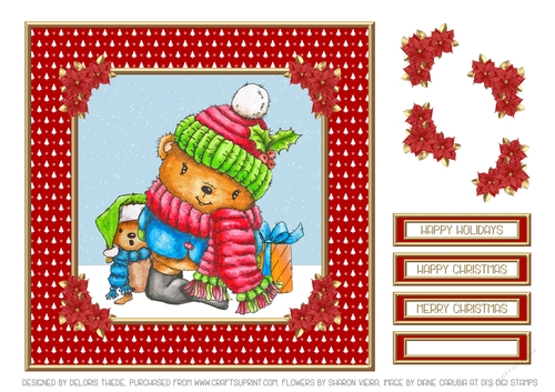 Cute Holiday Teddy Topper (Red)