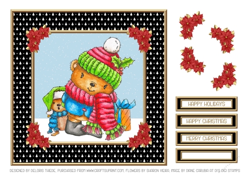 Cute Holiday Teddy Topper (Black)