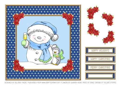 Snowman & Penguin Celebration (Blue)