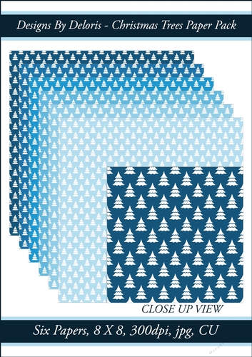 Cute Christmas Trees Paper Pack (Frosty Color Palette)