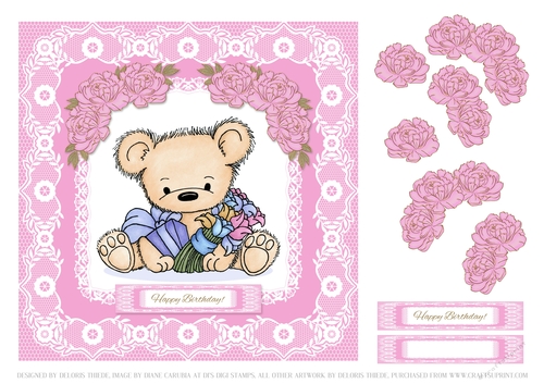 Happy Birthday Teddy Bear Topper