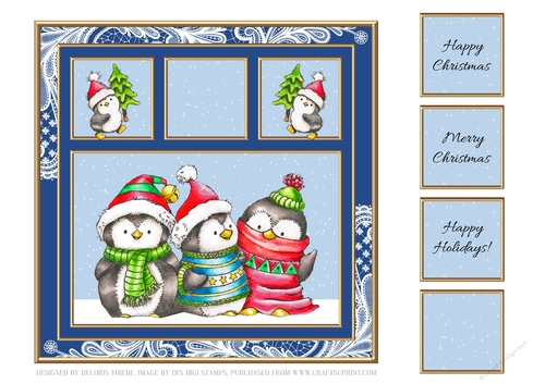Cute Penguins Holiday Topper (Blue)