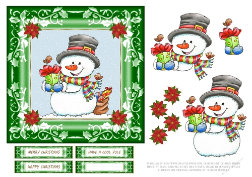Cute Little Snowman Topper (Green)