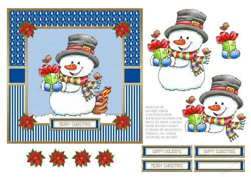 Cute Little Snowman Topper (Blue)