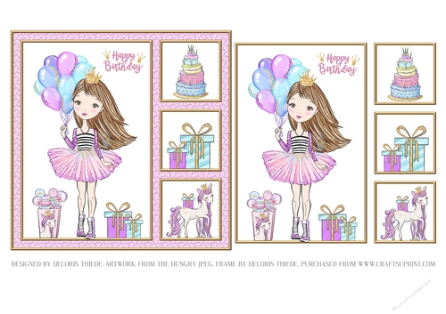 Little Princess Birthday Topper (Brown Hair Color)