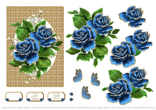 Lovely Roses On Gold Lace