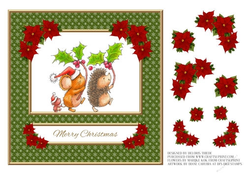 Cute Christmas Hedgehog Mouse Teddy Bear Topper