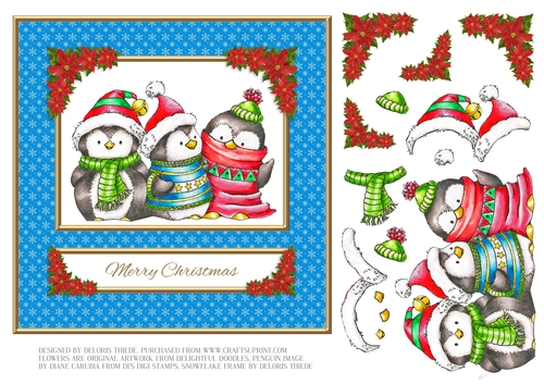 Penguin Trio Holiday Topper (White Background)
