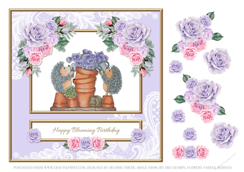Happy Blooming Birthday Hedgehog Topper