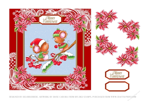 Cute Christmas Critters (Blue snowy background)