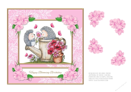 Happy Blooming Birthday - Cute Hedgehogs Topper
