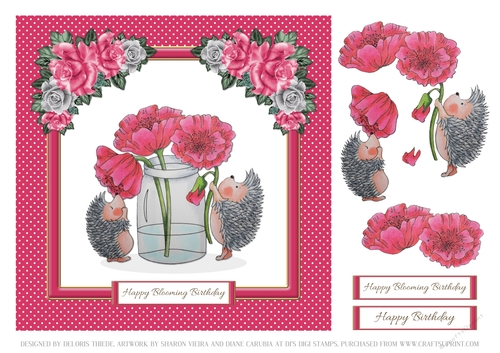 Happy Blooming Birthday Hedgehog Topper
