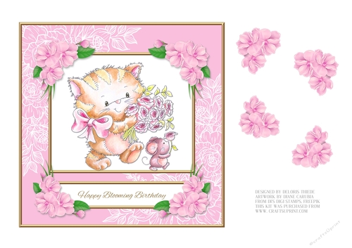 Happy Blooming Birthday - Cute Kitty Topper