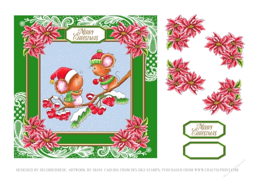 Cute Christmas Critters Card 1 (Blue background)