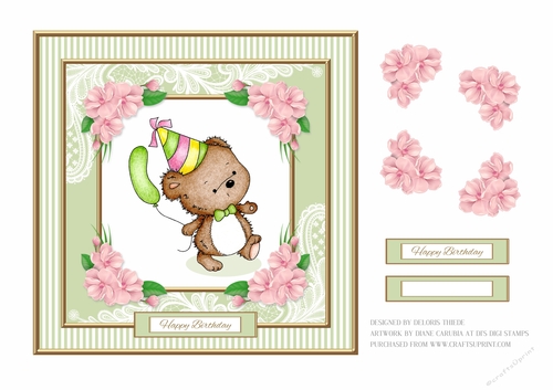 Cute Teddy Bear Birthday Topper