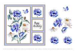 Lovely Blue Poppies - Card Five