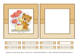 Cute Teddy Bear Topper Plus Insert - Card One
