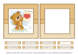 Cute Teddy Bear Topper Plus Insert - Card Four