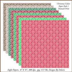 Damask Paper Pack 1 (Christmas Colors)