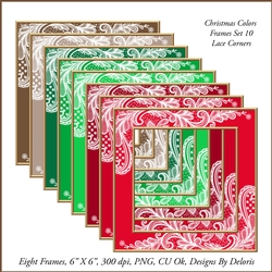 Lace Corners Frames Set 10 (Christmas Colors)