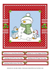 Cute Snowman & Penguins Quick Card Topper