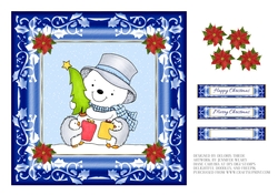Cute Little Snowman With His Penguin Pals