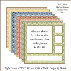 Quintet Frames Set 2 Damask Print (Fall Color Palette)