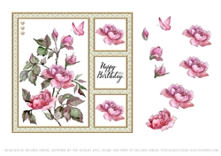 Lovely Watercolor Roses Birthday Topper - Card #2