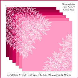 Lovely Rose Floral Print Paper Pack 4 (Valentines Day)
