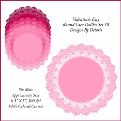 5 X 5 Round Lace Doilies Set 10 (Valentines Day)