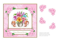 Happy Blooming Birthday - Cute Mice Topper