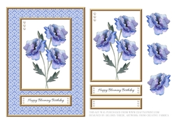 Happy Blooming Birthday - Blue Poppies