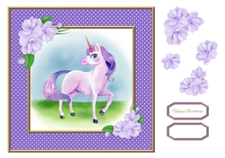 Cute Little Unicorn Birthday Topper (Card One)