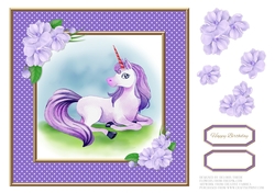 Cute Little Unicorn Birthday Topper (Card Two)