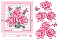 Lovely Roses N Butterflies Get Well Topper - Pink