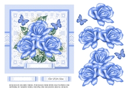 Lovely Roses N Butterflies Get Well Topper - Blue