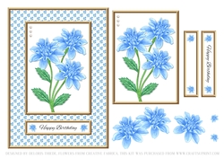 Lovely Blue Dahlias Birthday Topper