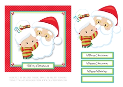 Cute Santa Holiday Toppers (Card One)