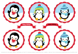Cute Penguin Toppers (Stitched Inner Circles)
