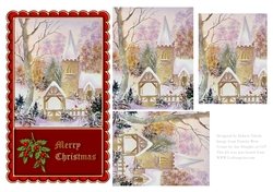 Lovely Snowy Church Scene Pyramid Topper (Red)