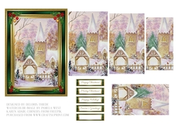 Lovely Church In The Snow Pyramid Topper - Green