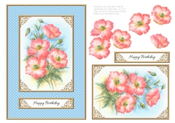 Birthday - Lovely Rob Pohl Poppies Topper (Blue)