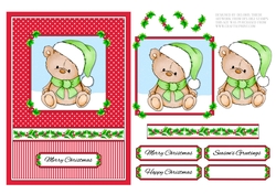 Cute Teddy Bear Holiday Topper (Card One)