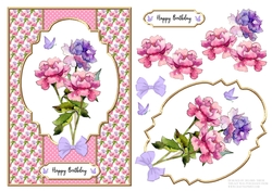 Lovely Watercolor Peonies Birthday Topper