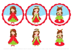 Cute Little Princess Holiday Toppers - Dark Hair
