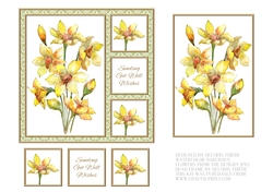 Lovely Watercolor Narcissus Get Well Topper Card One