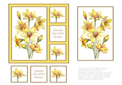 Lovely Watercolor Narcissus Get Well Topper Card Two